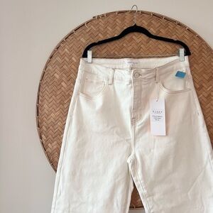 NWT STYLISH BOHO RISEN LOS ANGELES CREAM WIDE LEG JEANS SIXE 1X 70’S STYLE‎